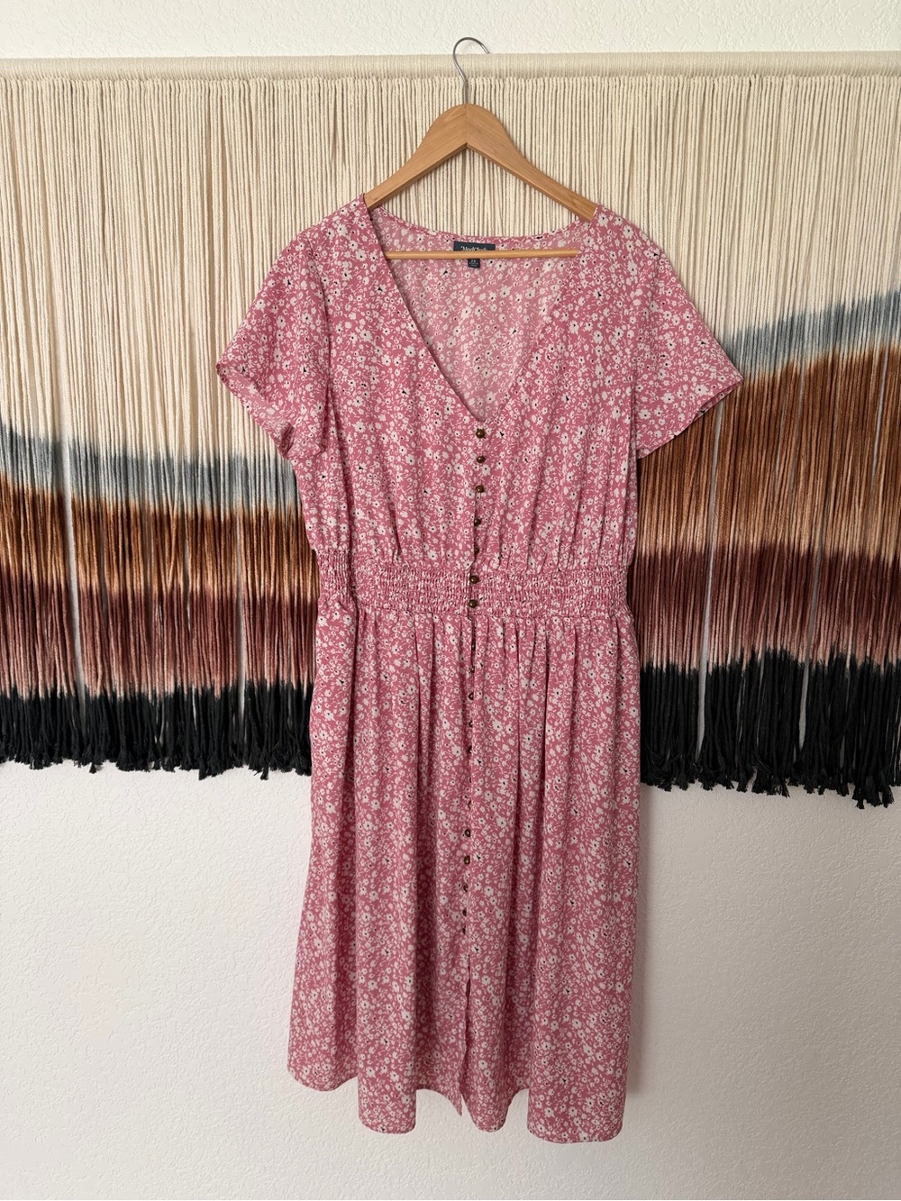 Modcloth Rose Floral Button-Front Midi Dress